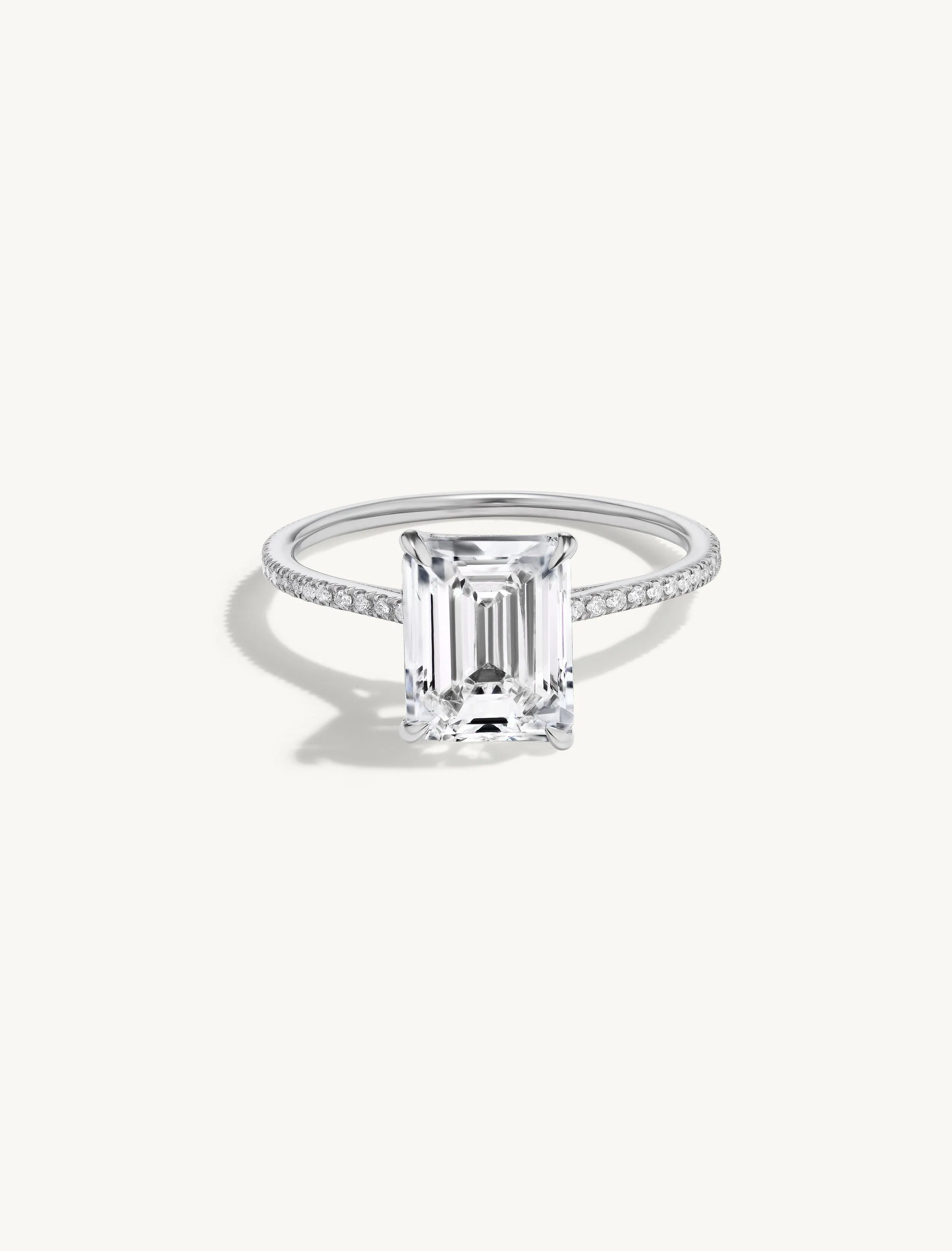 Pave Floating Emerald Engagement Try-On Ring