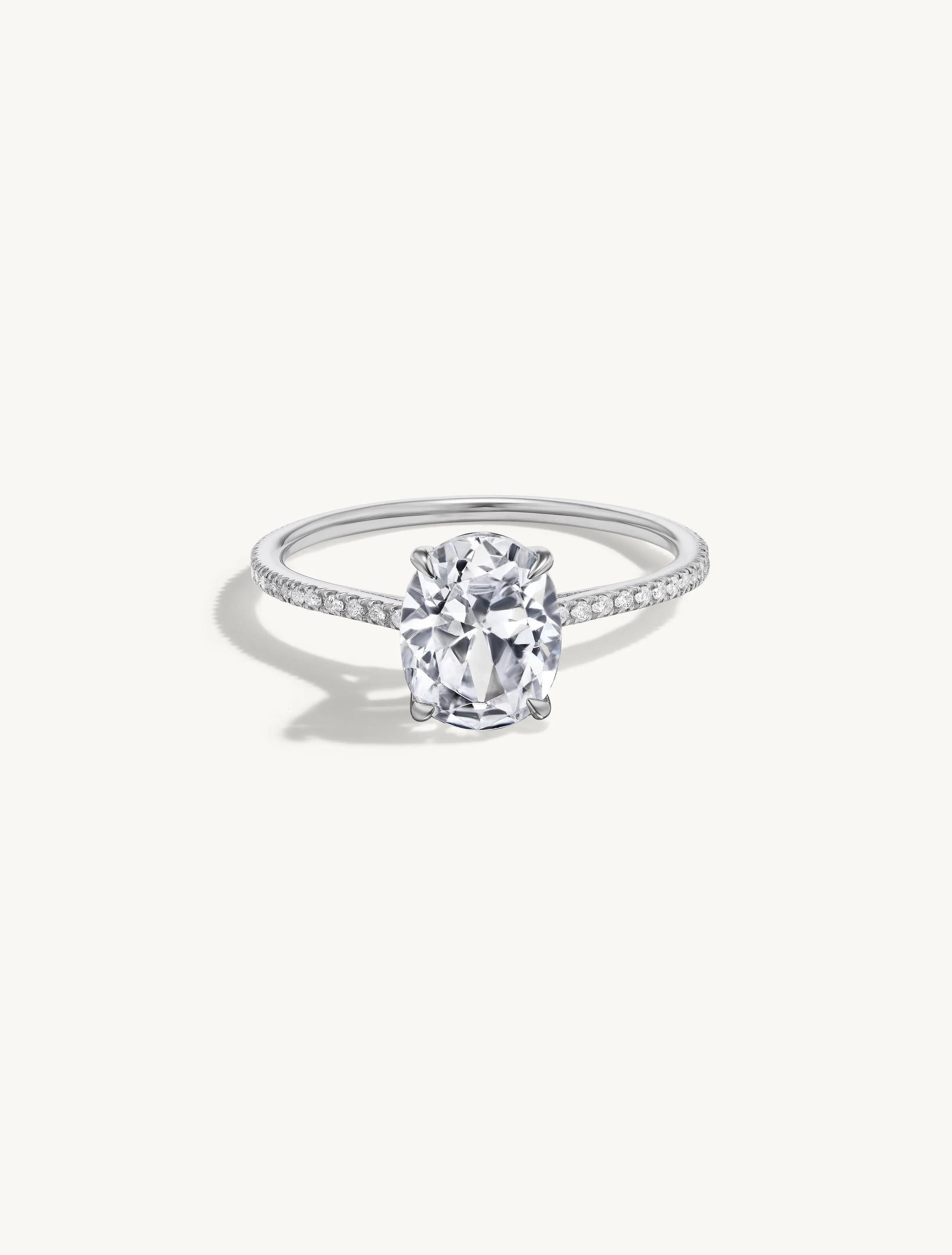 Pave Floating Oval Engagement Try-On Ring