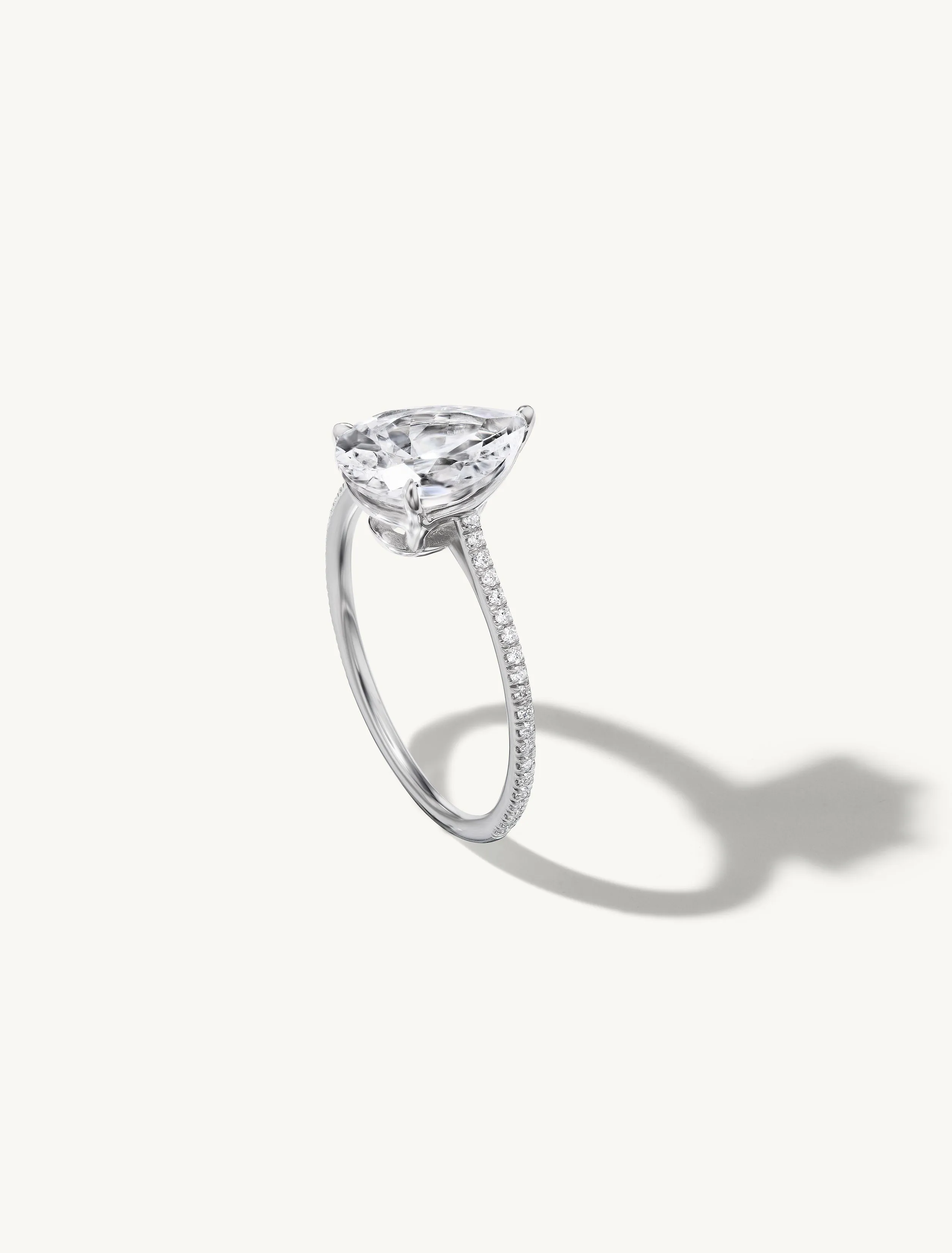 Pave Floating Pear Engagement Ring