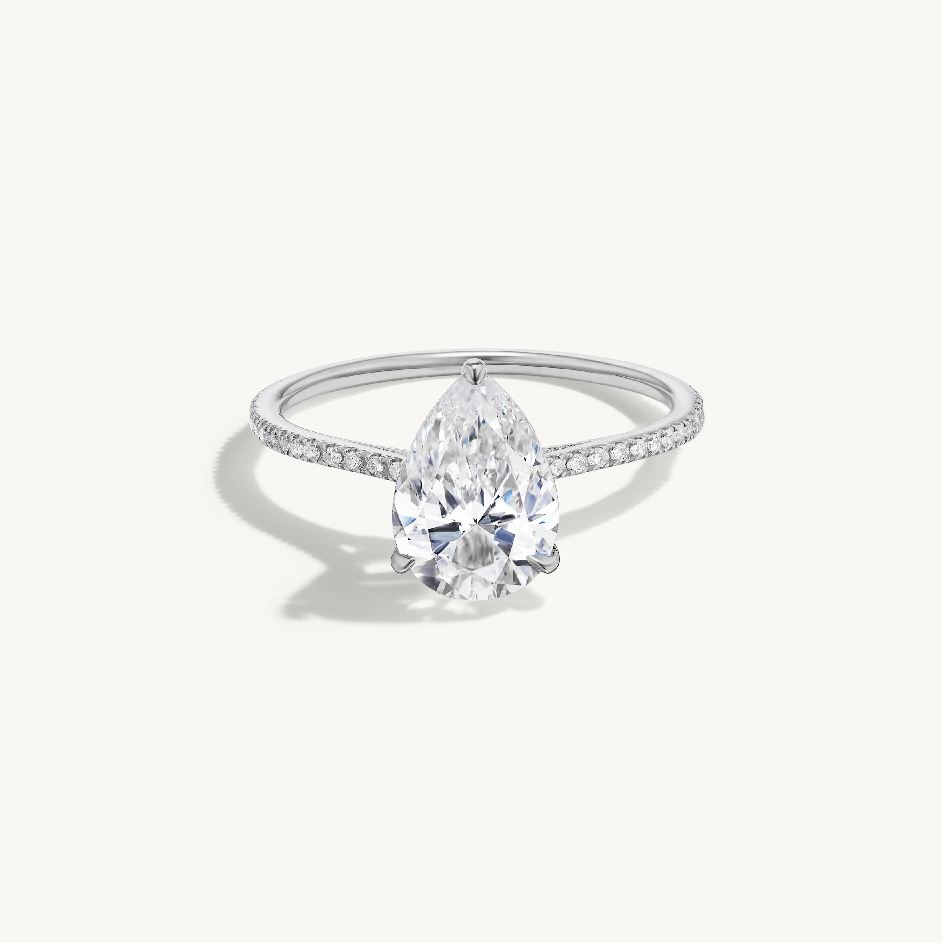 Pave Floating Pear Engagement Ring