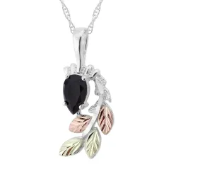 Pear Cut Onyx - Sterling Silver Black Hills Gold Pendant