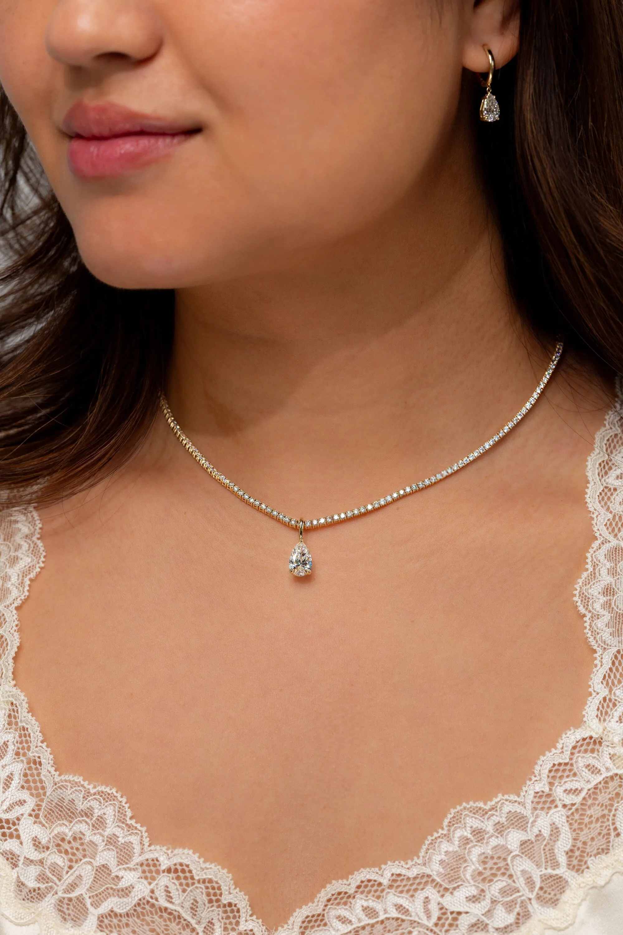 Pear Lab Diamond Tennis Necklace