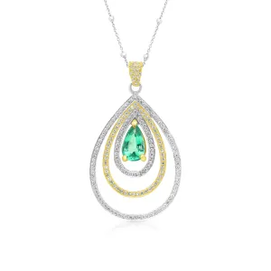 Pear Shape Natural Emerald Pendant Necklace - 2.94 Carat