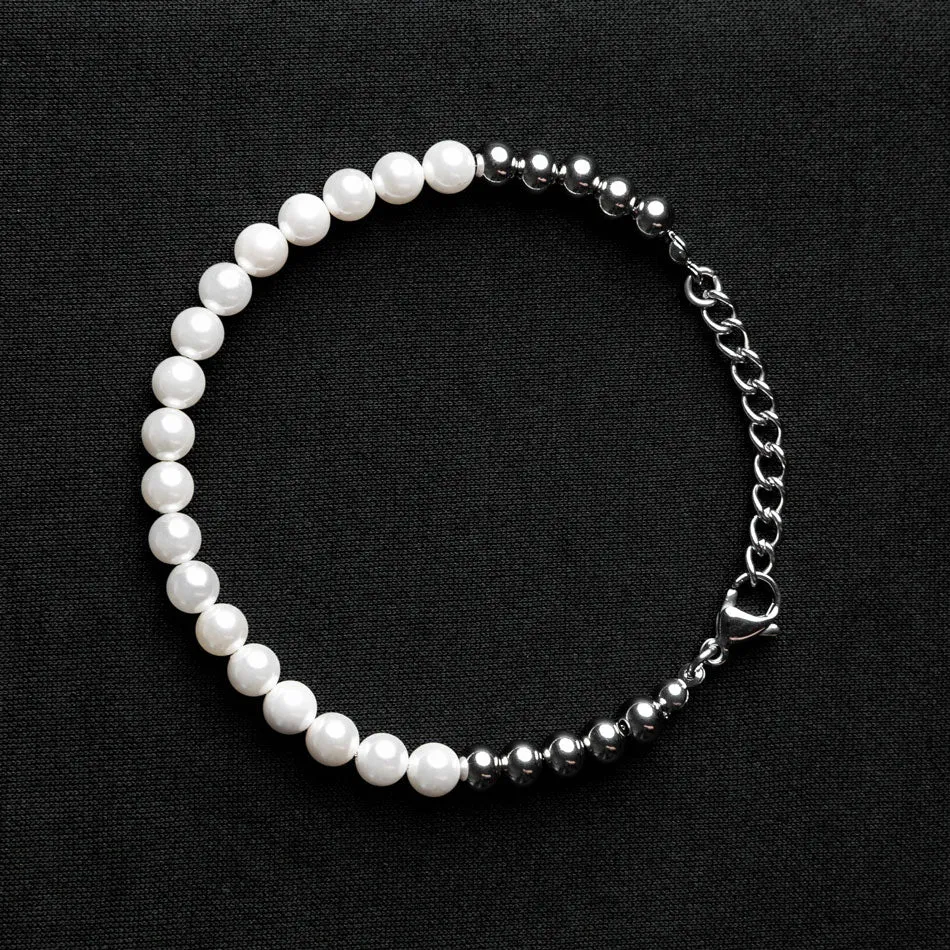 Pearl & Silver Bead Bracelet