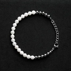 Pearl & Silver Bead Bracelet