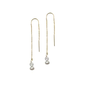 Pearl Ear Threaders in Gold