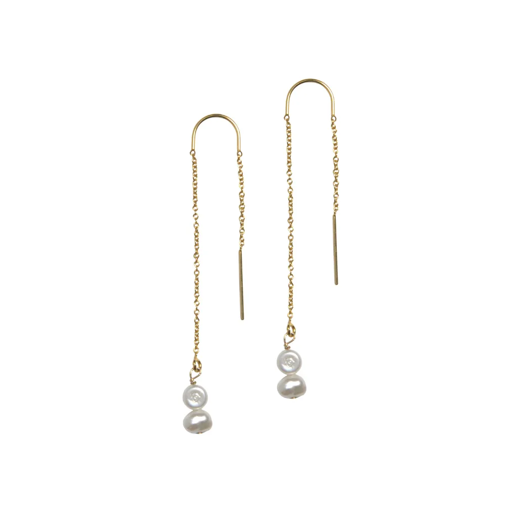 Pearl Ear Threaders in Gold