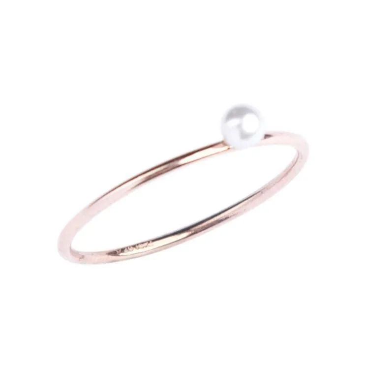 Pearl Stacking Ring in Rose Gold