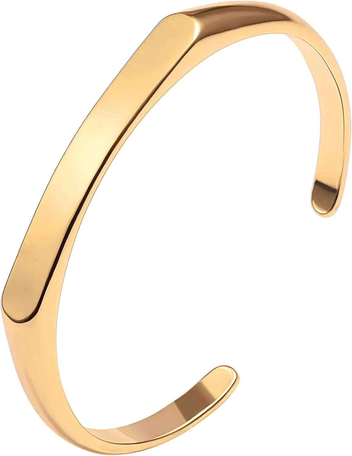 PERNNLA PEARL Dainty Gold Bar Bracelet for Women Simple Delicate Thin Cuff Bangle Hook Bracelet 18K Gold Plated Handmade Minimalist Jewelry