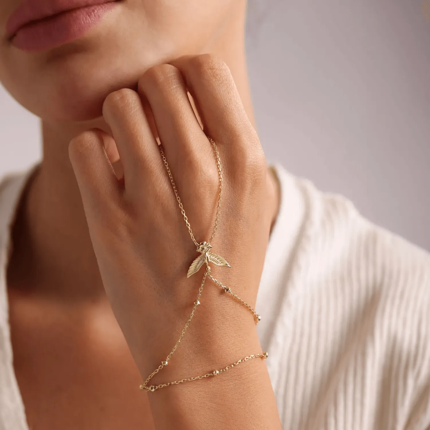 Phoenix Hand Chain Gold-Plated 925 Silver Bracelet