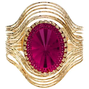 Pink Large Faux Gemstone Cuff Bracelet
