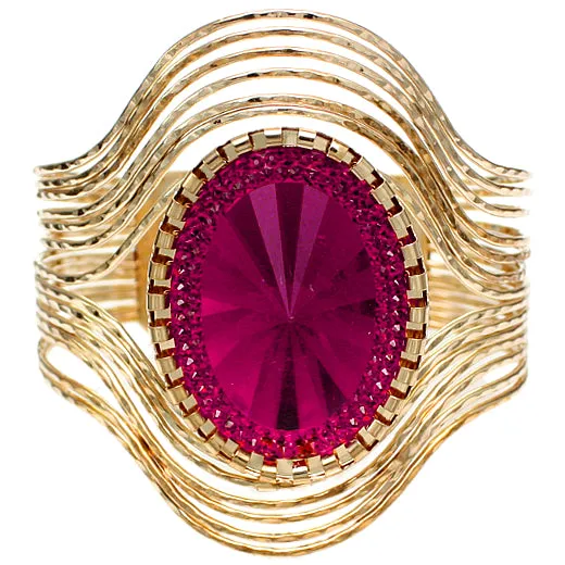 Pink Large Faux Gemstone Cuff Bracelet