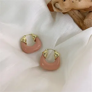 Pink Resin & 18K Gold-Plated U-Stud Earrings