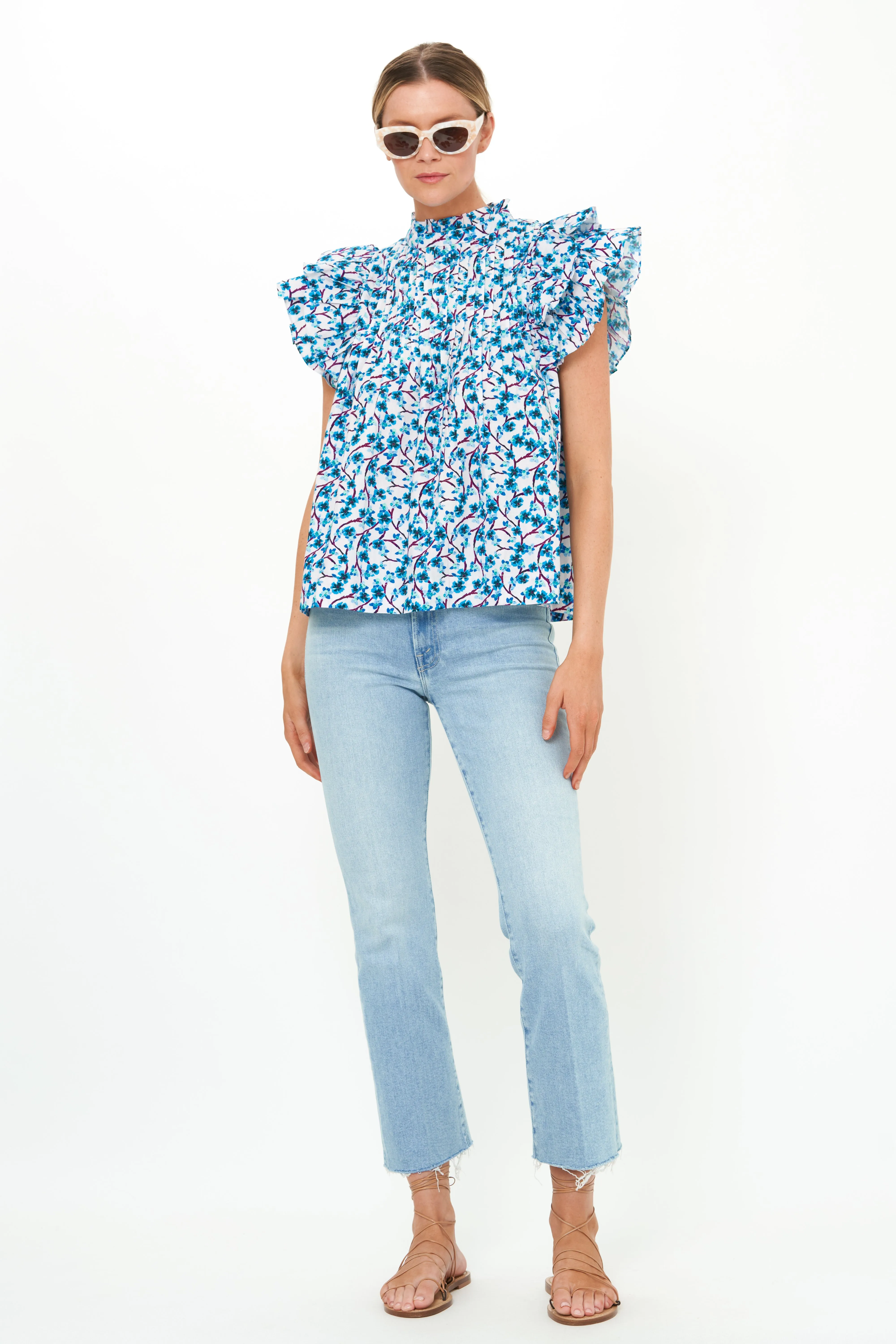 Pintuck Ruffle Top- Lingon Wine