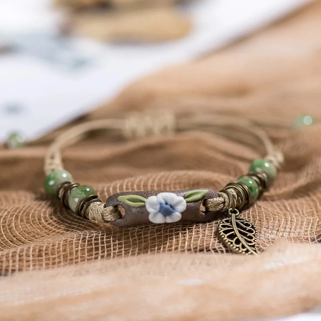 Plant hand-kneaded Ceramic Adjustable Bracelet