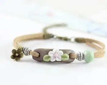 Plant hand-kneaded Ceramic Adjustable Bracelet