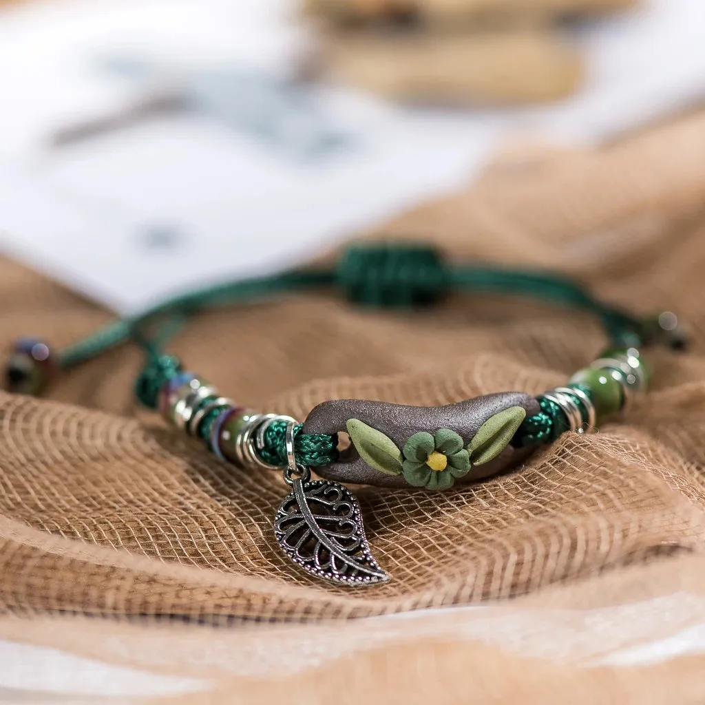 Plant hand-kneaded Ceramic Adjustable Bracelet