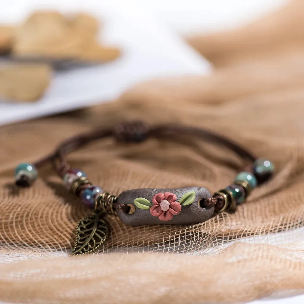 Plant hand-kneaded Ceramic Adjustable Bracelet