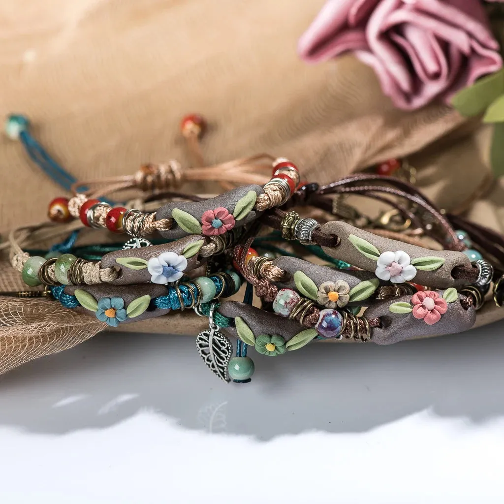 Plant hand-kneaded Ceramic Adjustable Bracelet