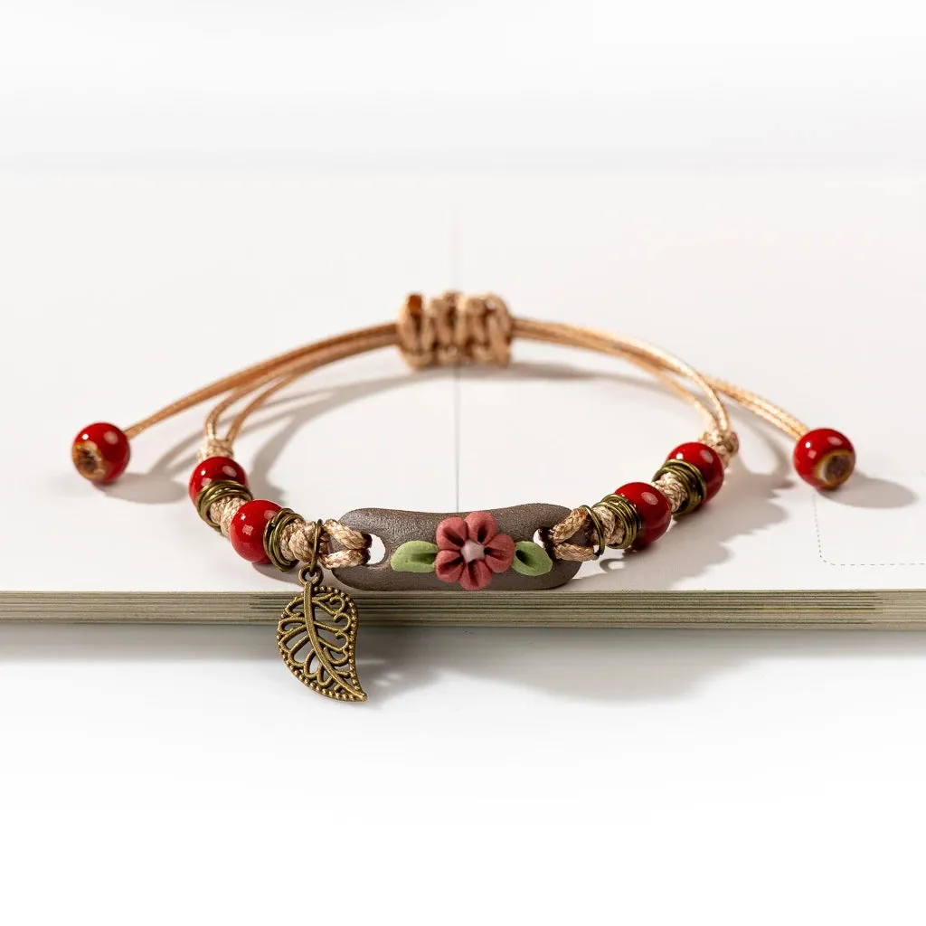 Plant hand-kneaded Ceramic Adjustable Bracelet