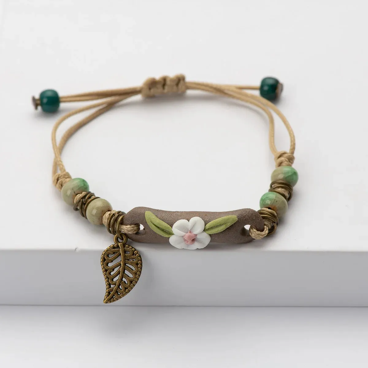 Plant hand-kneaded Ceramic Adjustable Bracelet