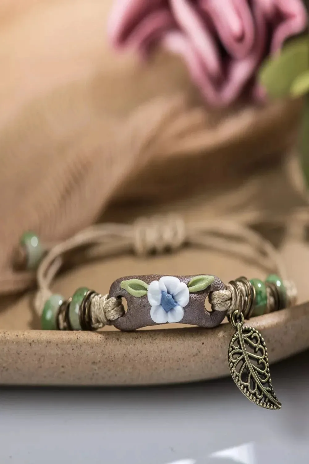 Plant hand-kneaded Ceramic Adjustable Bracelet