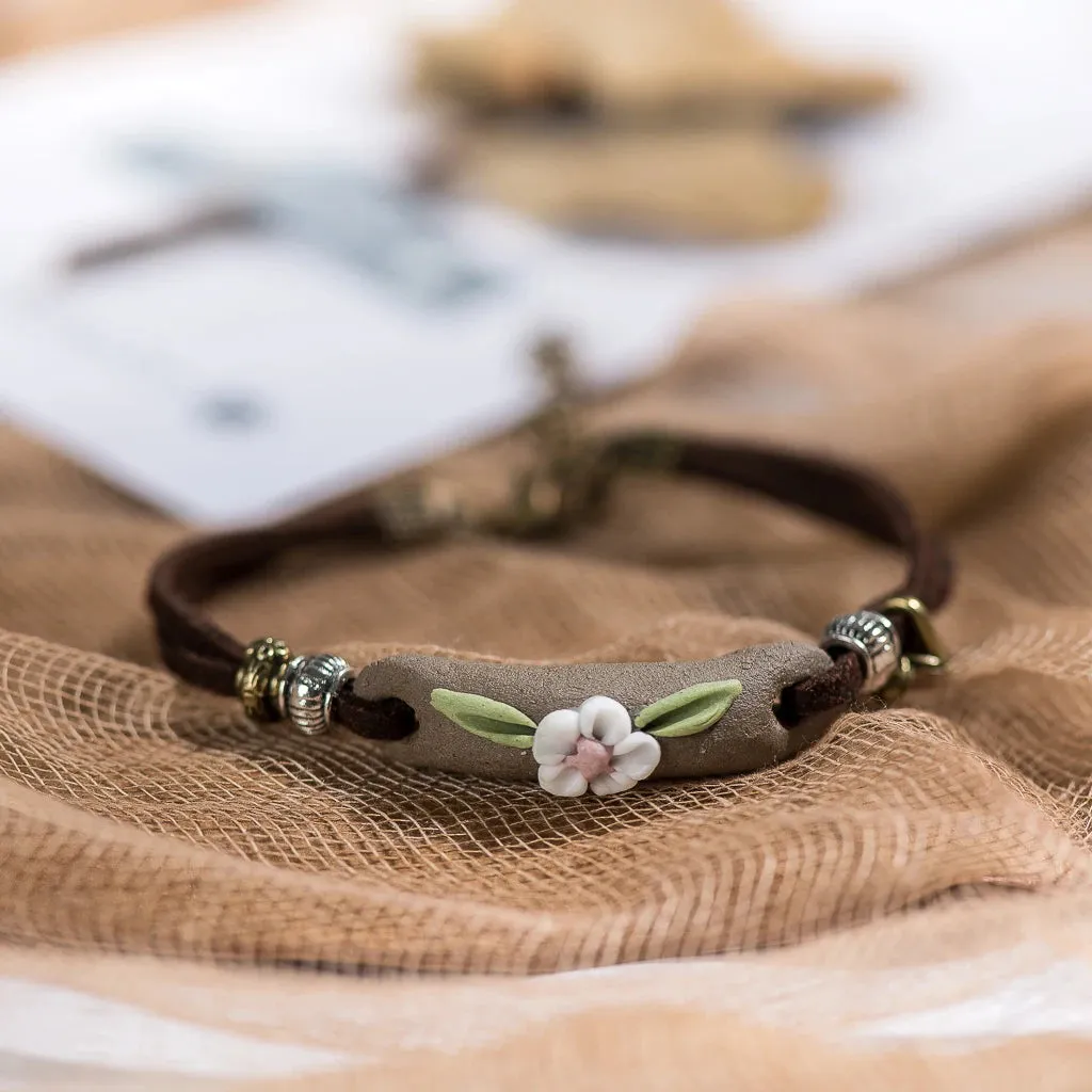 Plant hand-kneaded Ceramic Adjustable Bracelet