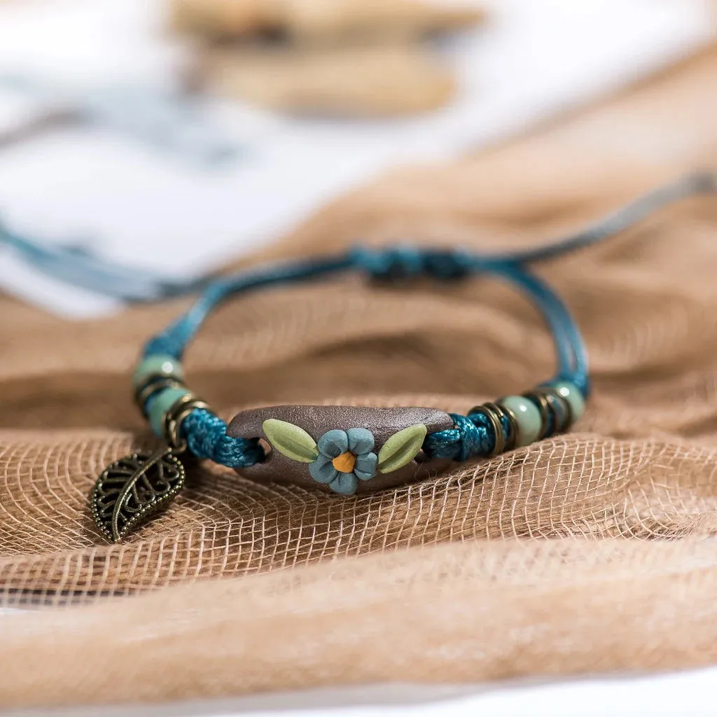 Plant hand-kneaded Ceramic Adjustable Bracelet