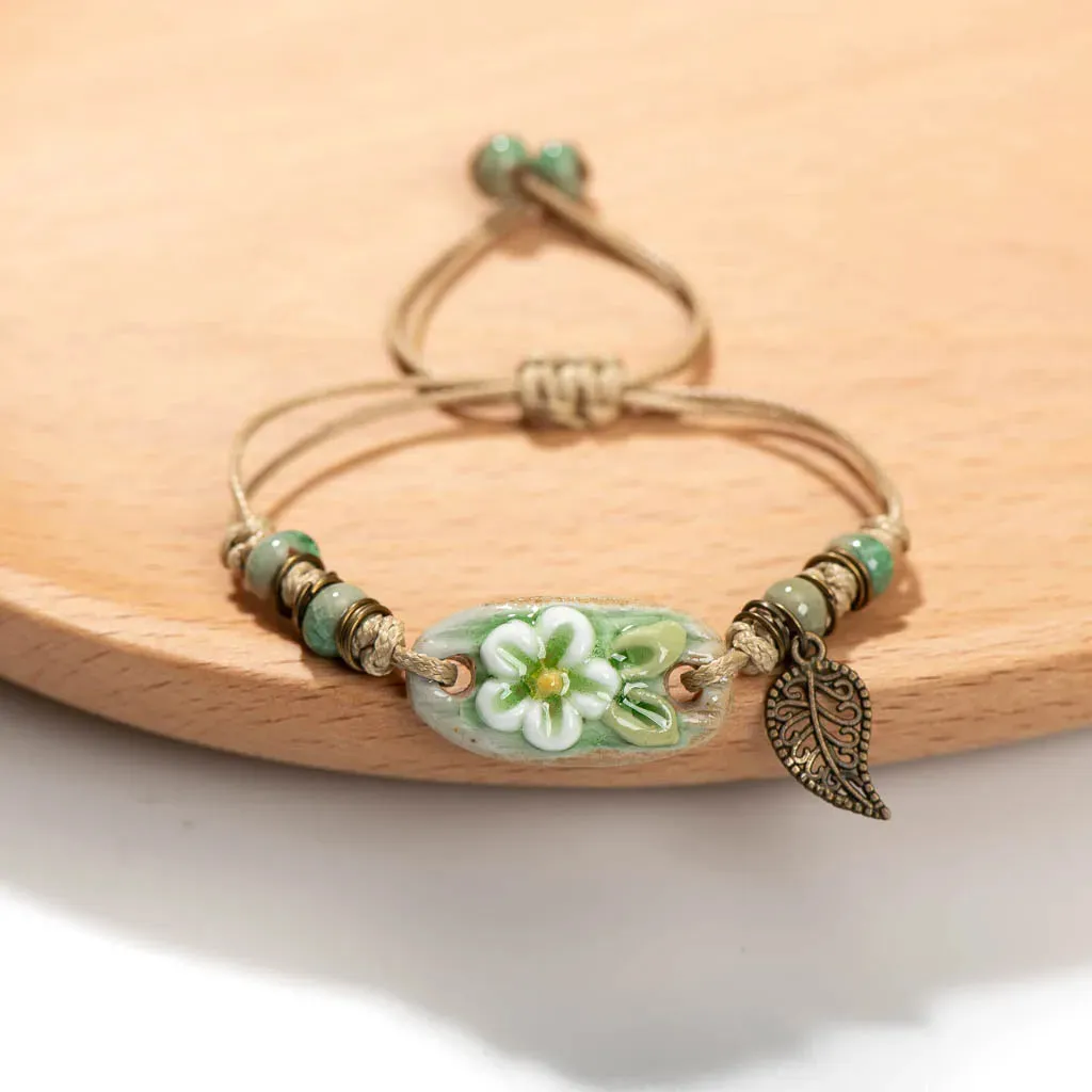 Plant hand-kneaded Ceramic Adjustable Bracelet