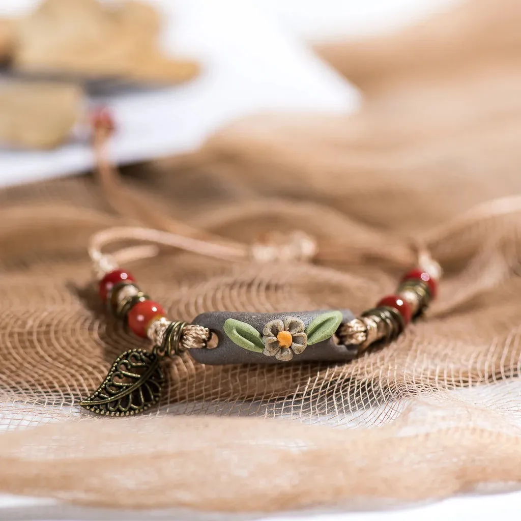 Plant hand-kneaded Ceramic Adjustable Bracelet