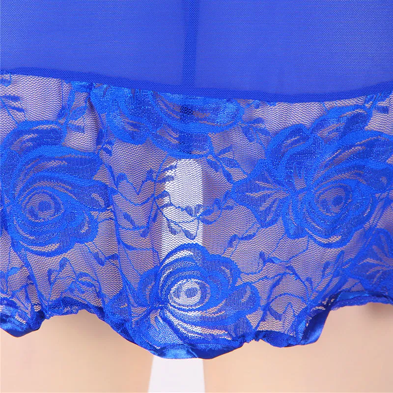 Plus Size Soft Lace Babydoll with G-string