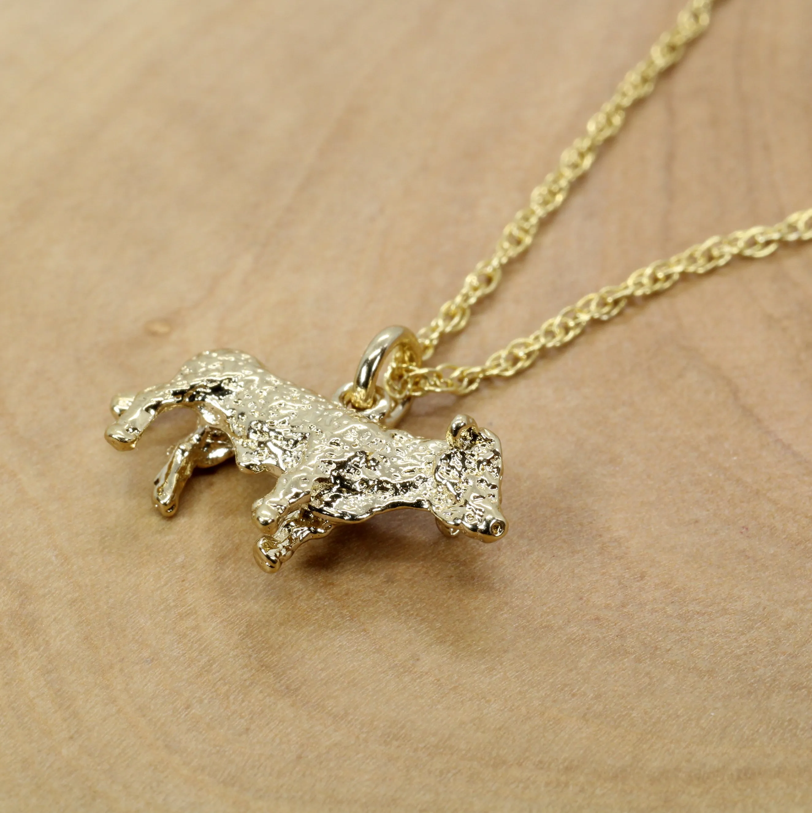 Prize Hereford Steer Necklace or Charm for her in 14kt Gold Vermeil