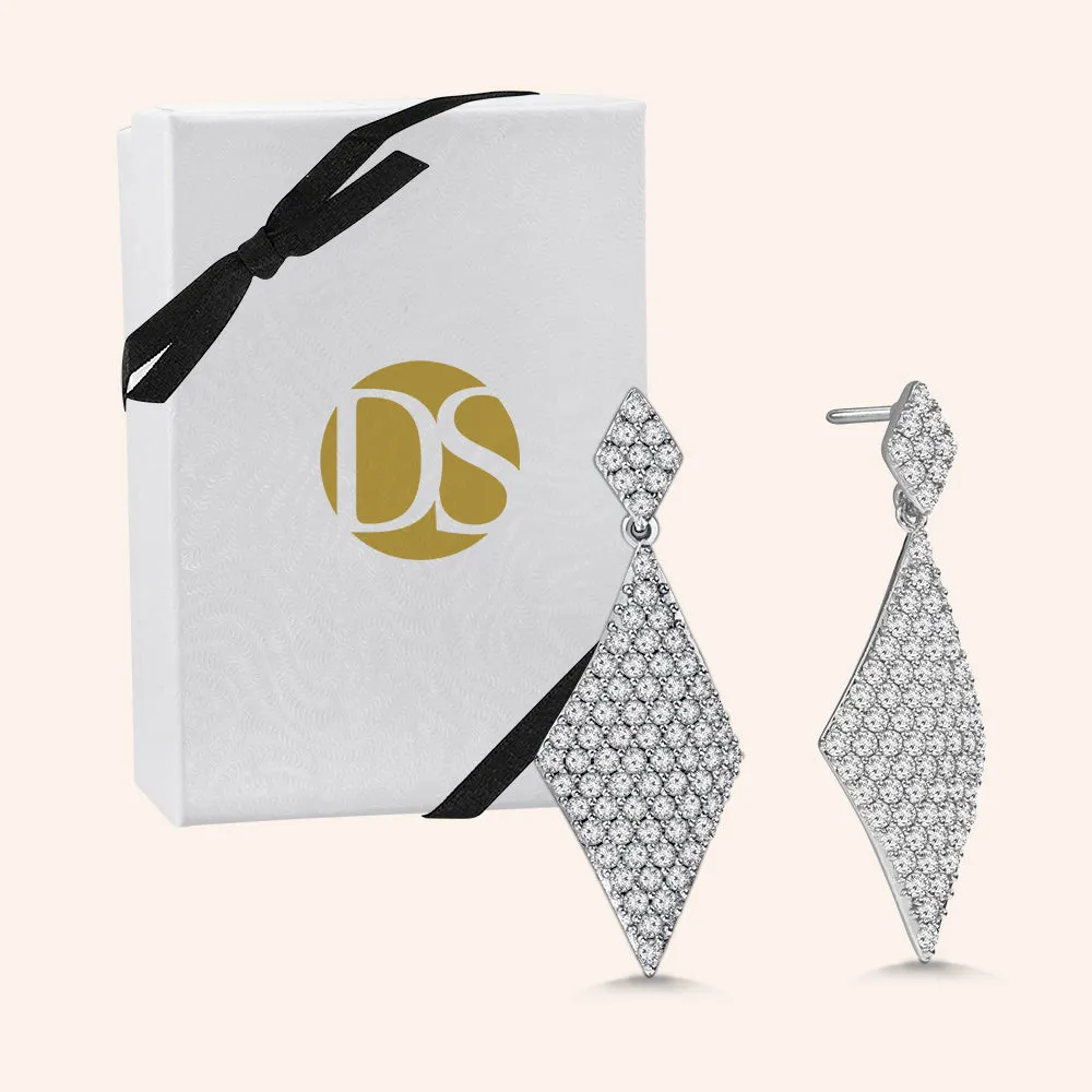 "All that Glam" 3.5ctw Pave Double Diamond Drop Earrings