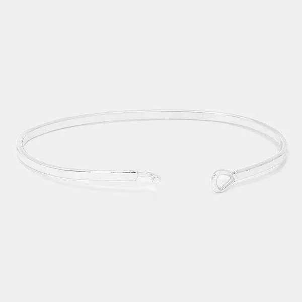 "BASKETBALL MOM" Silver Thin Metal Hook Bracelet