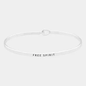 "FREE SPIRIT" Thin Silver Metal Hook Bracelet