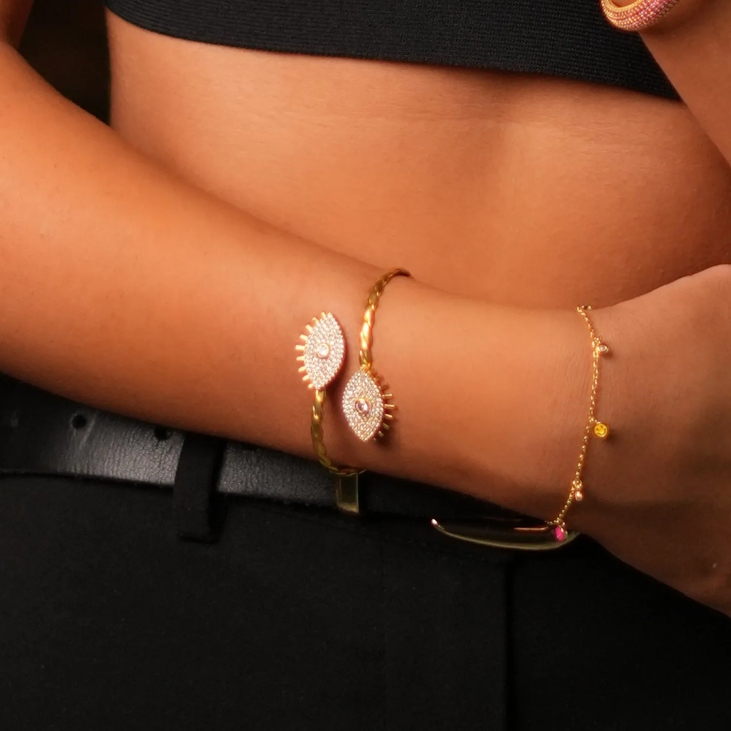 Rainbow Smiley Face Gold & Diamond Bracelet
