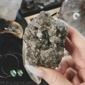 Raw Lodolite Cluster with Golden Rutile