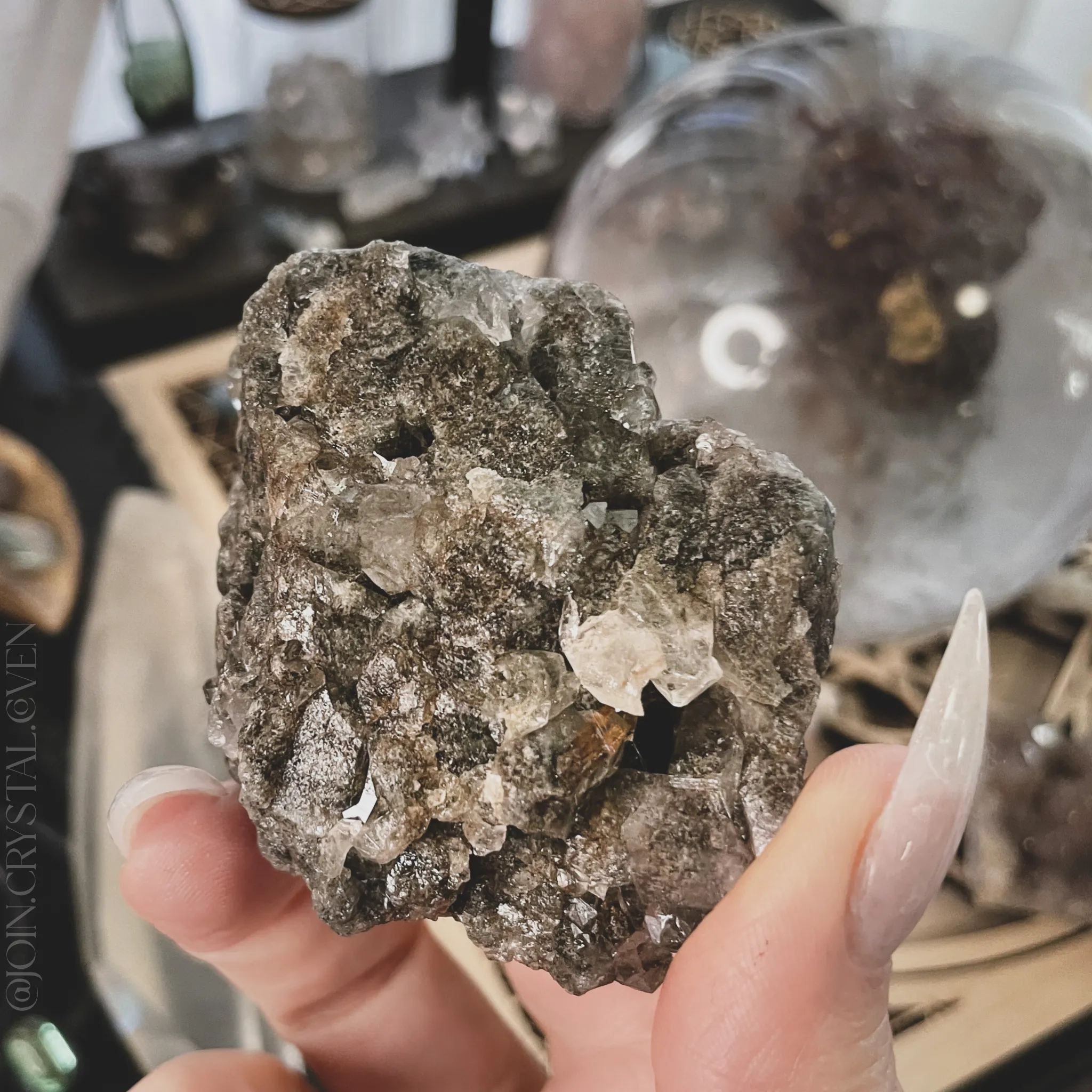 Raw Lodolite Cluster with Golden Rutile