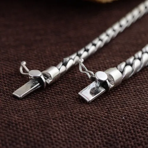 Real Solid 925 Sterling Silver Bracelets Twist Braided Chain Cord Link Punk Jewelry 8.3"