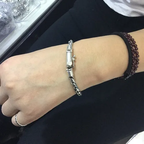 Real Solid 925 Sterling Silver Bracelets Twist Braided Chain Cord Link Punk Jewelry 8.3"