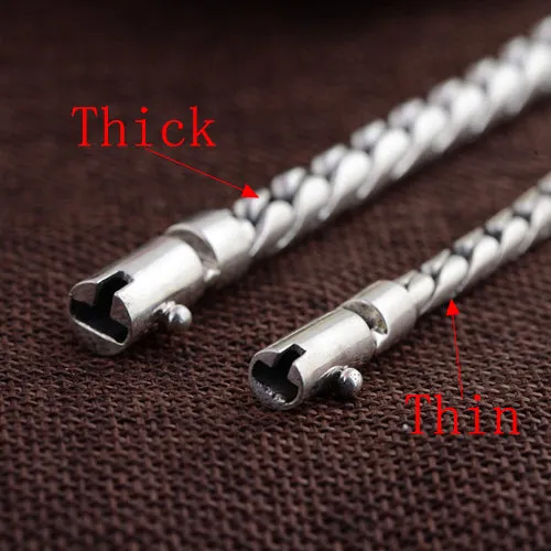 Real Solid 925 Sterling Silver Bracelets Twist Braided Chain Cord Link Punk Jewelry 8.3"