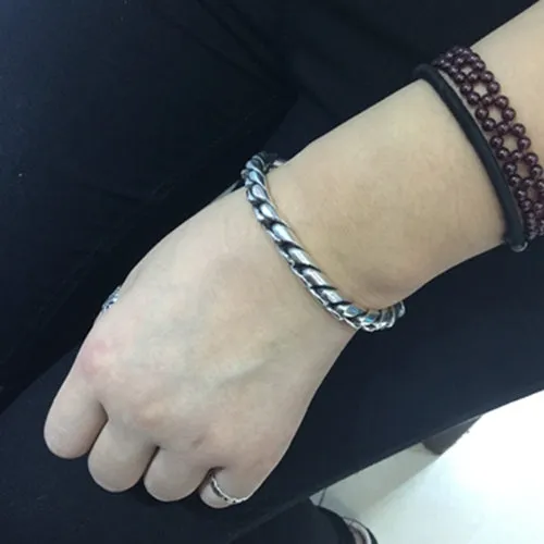 Real Solid 925 Sterling Silver Bracelets Twist Braided Chain Cord Link Punk Jewelry 8.3"