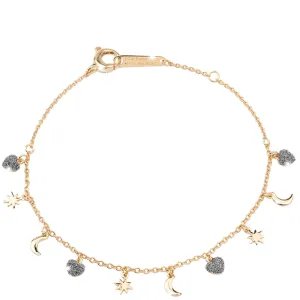Rebecca Jolie Star & Moon Gold Bracelet