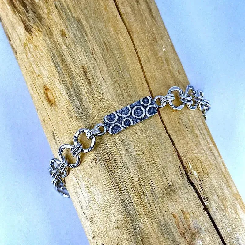Reversible Sterling Silver and Patina Bracelet