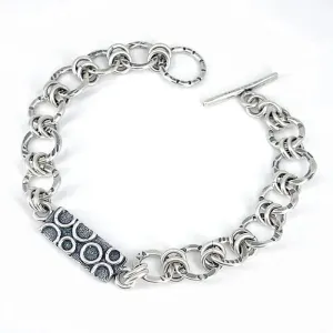 Reversible Sterling Silver and Patina Bracelet