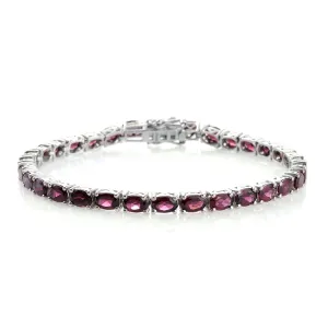 Rhodolite Garnet 925 Sterling Silver Tennis Bracelet Jewelry