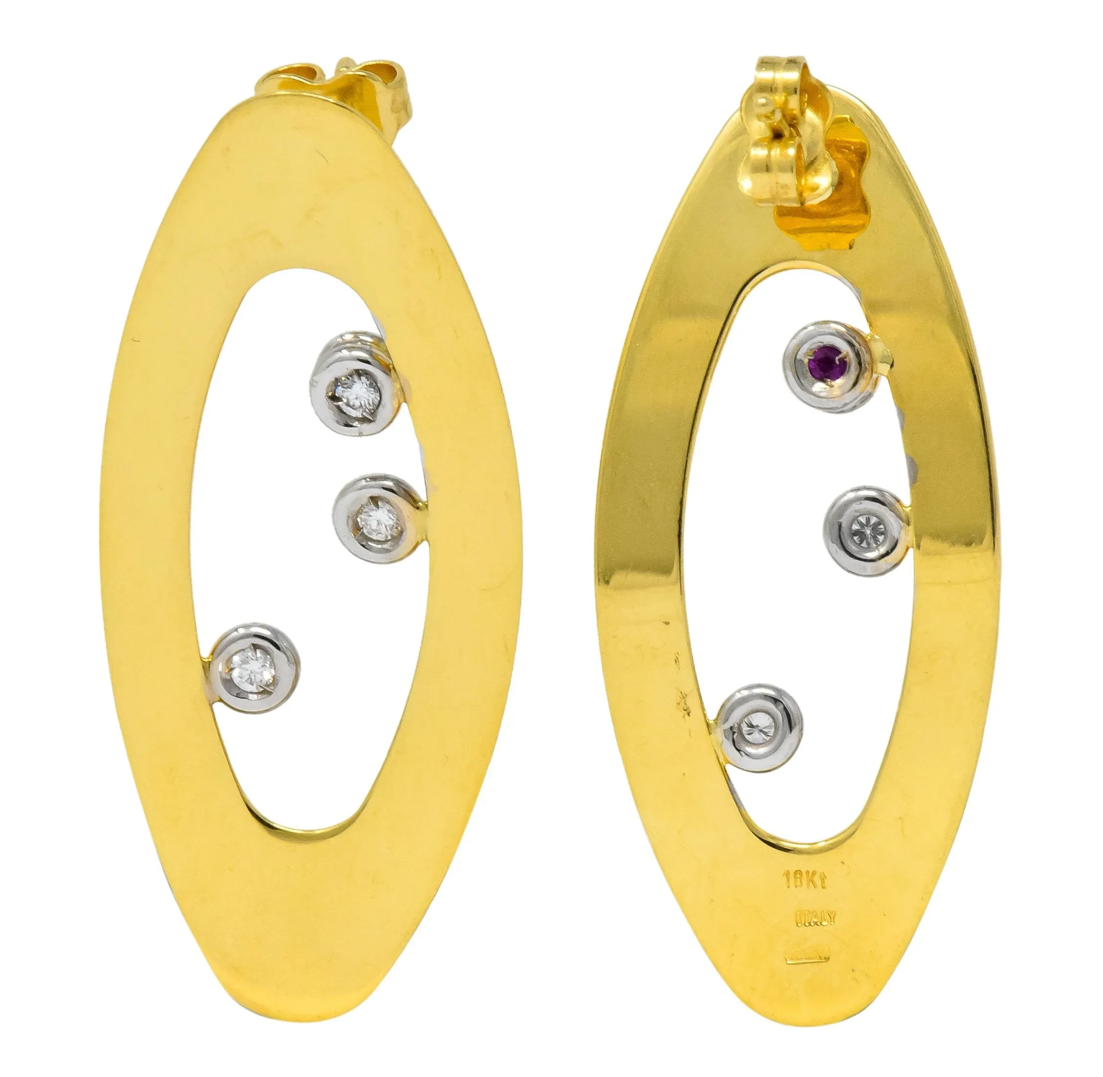 Roberto Coin Diamond Ruby 18 Karat Gold Chic & Shine Earrings