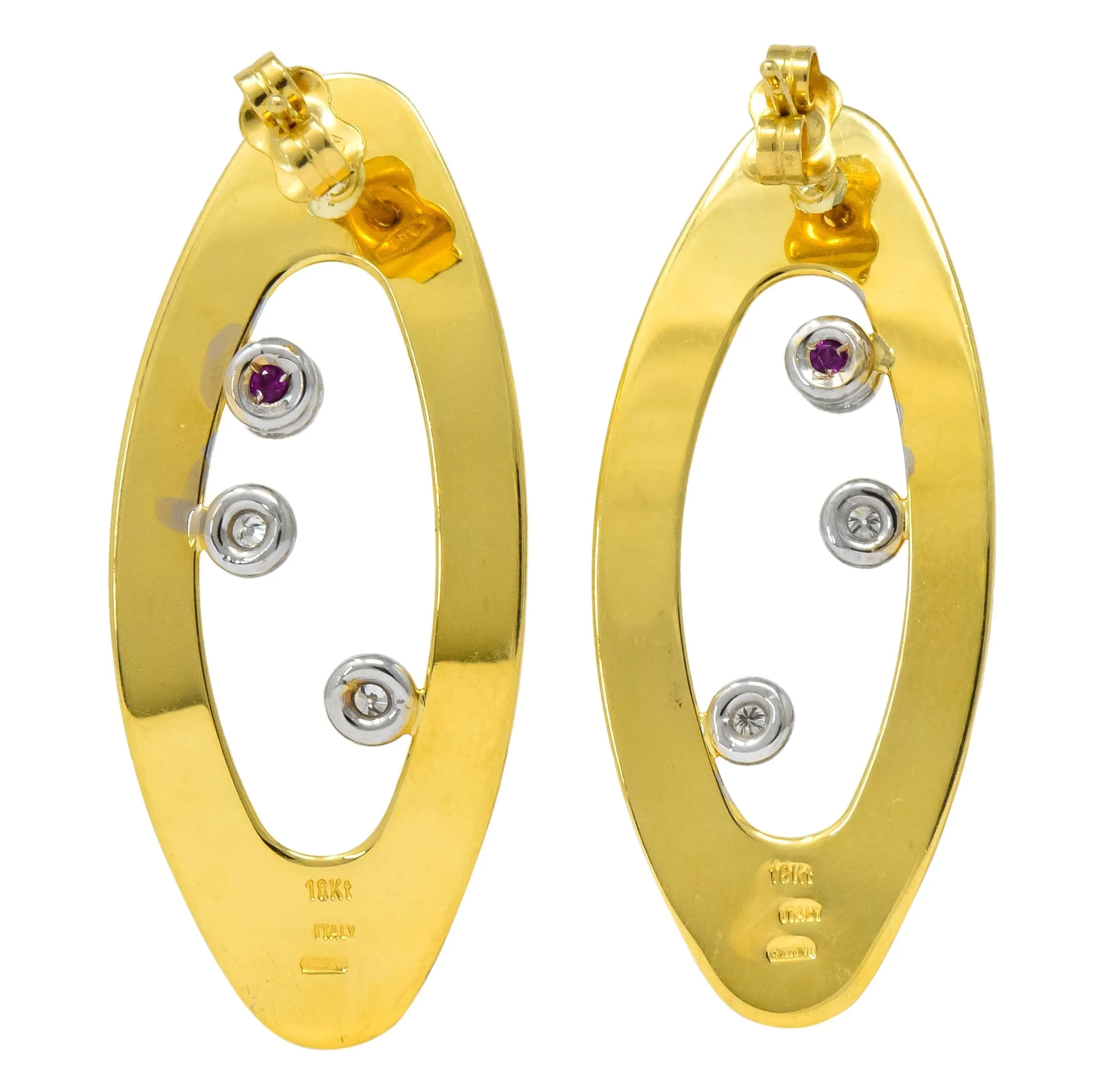 Roberto Coin Diamond Ruby 18 Karat Gold Chic & Shine Earrings