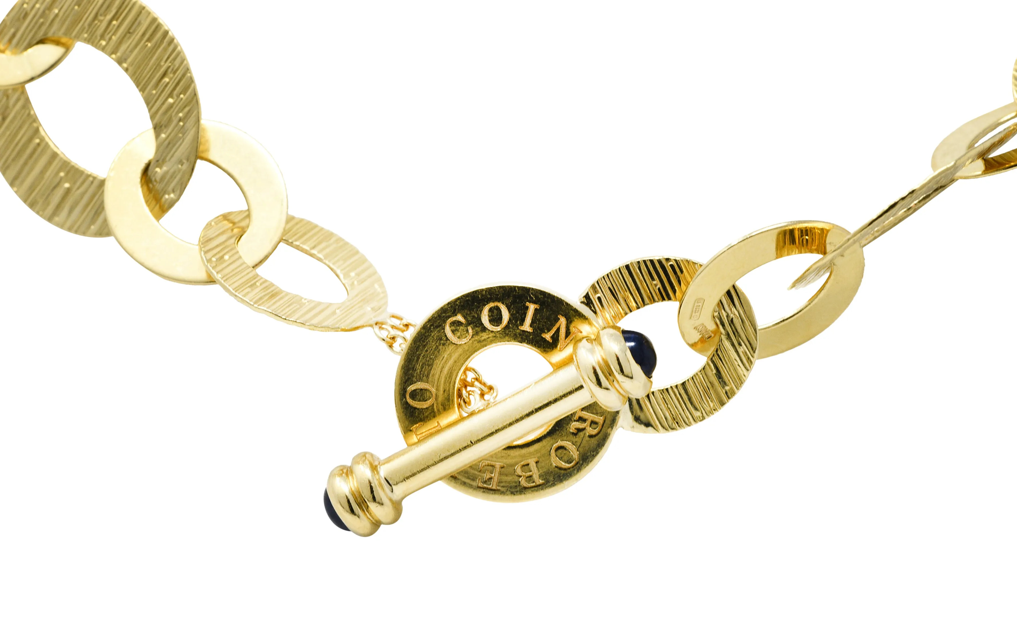 Roberto Coin Sapphire Cabochon 18 Karat Gold Italian Link Necklace