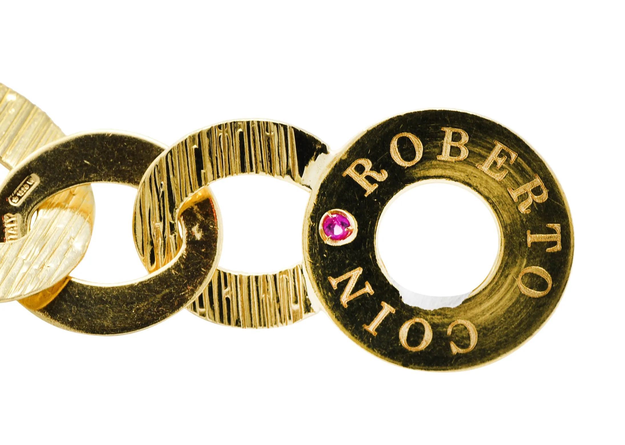Roberto Coin Sapphire Cabochon 18 Karat Gold Italian Link Necklace